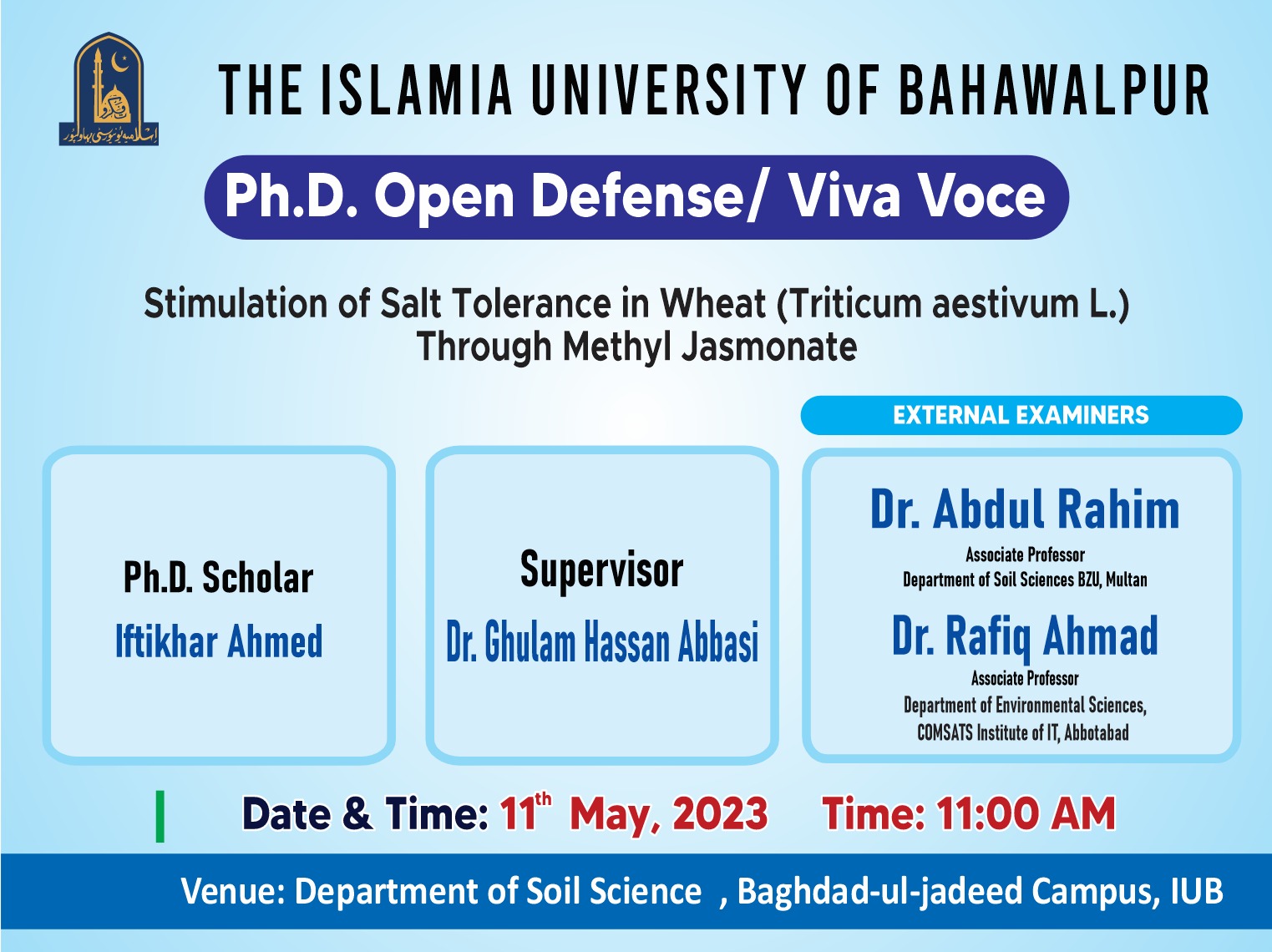 PhD open Defense at the Department of Soil Science, IUB