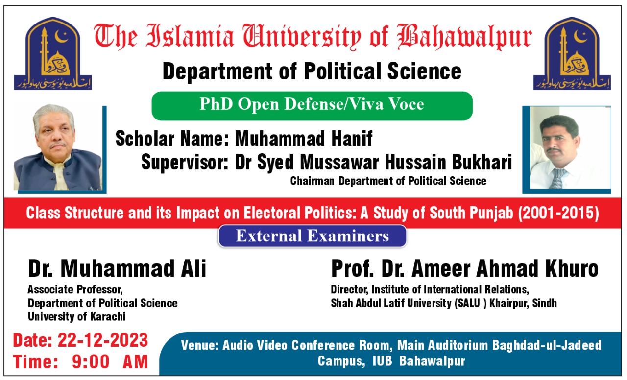 PhD open defense at the Department of Political Science, IUB