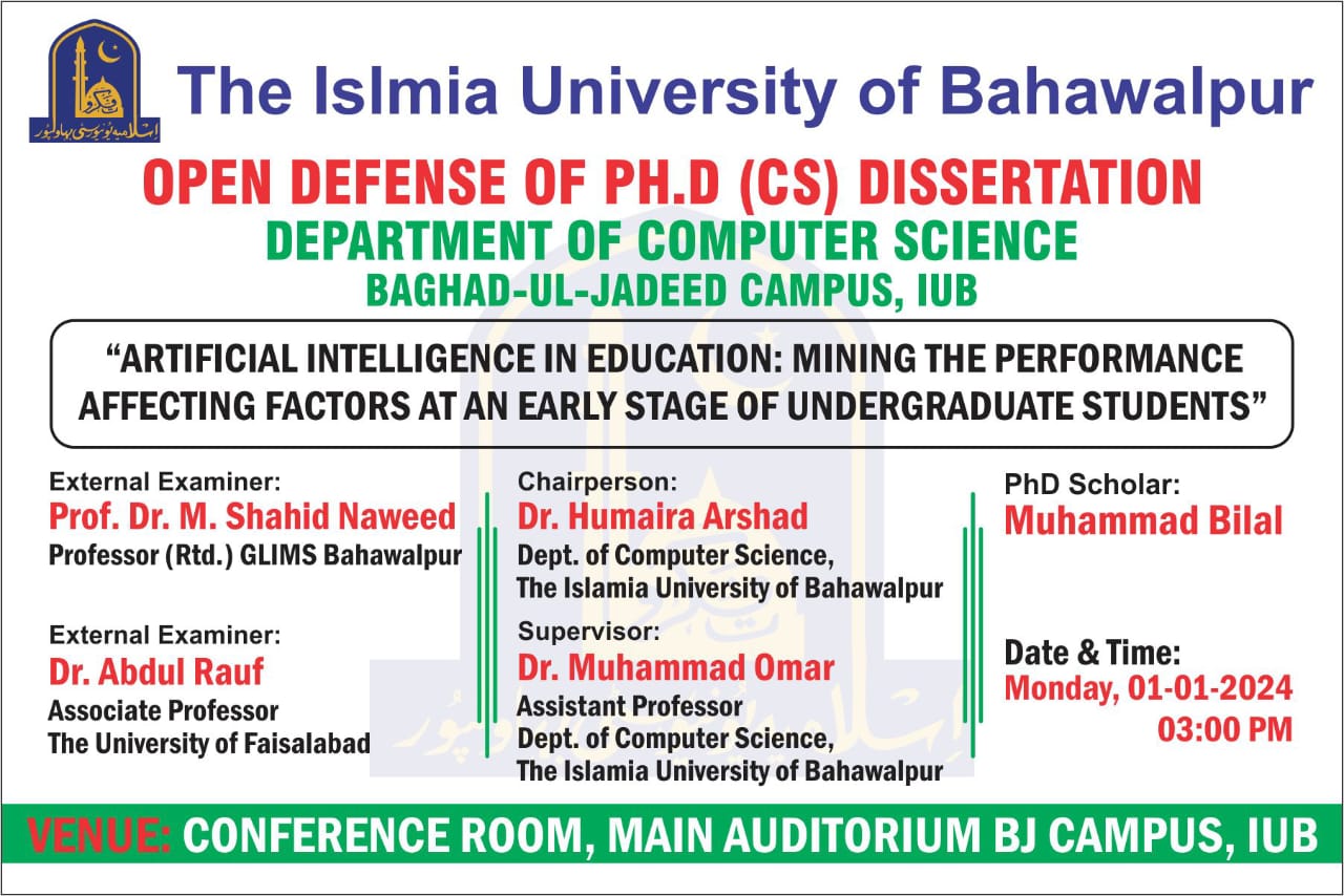 PhD open defense at the Department of Computer Science, IUB