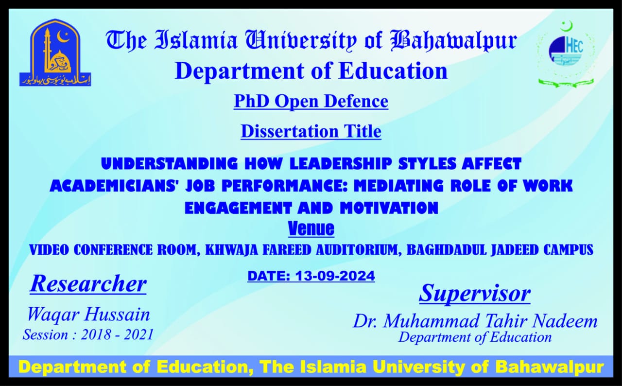 PhD Open Defense at the Department of Education, IUB