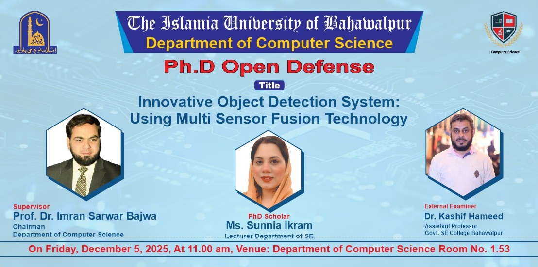 Ms. Sunnia Ikram, a computer science PhD scholar, will defend her thesis on December 5, 2025.